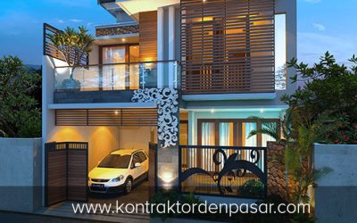 Desain Rumah 2 lantai Luas 150m2 Lebar 8 meter Pak Ricky di Denpasar